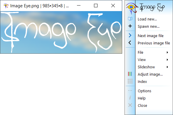 Screenshot of Image Eye's main menu